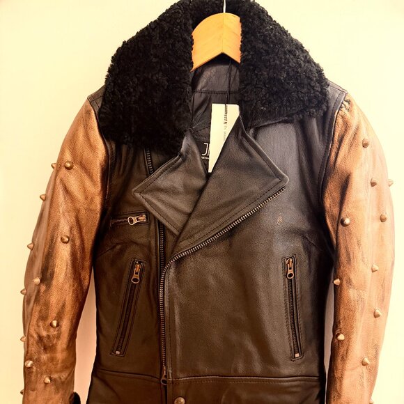 Custom Leather Jacket Straight To Hell | JMR Leather Sherpa Hand Painted - Picture 3 of 9